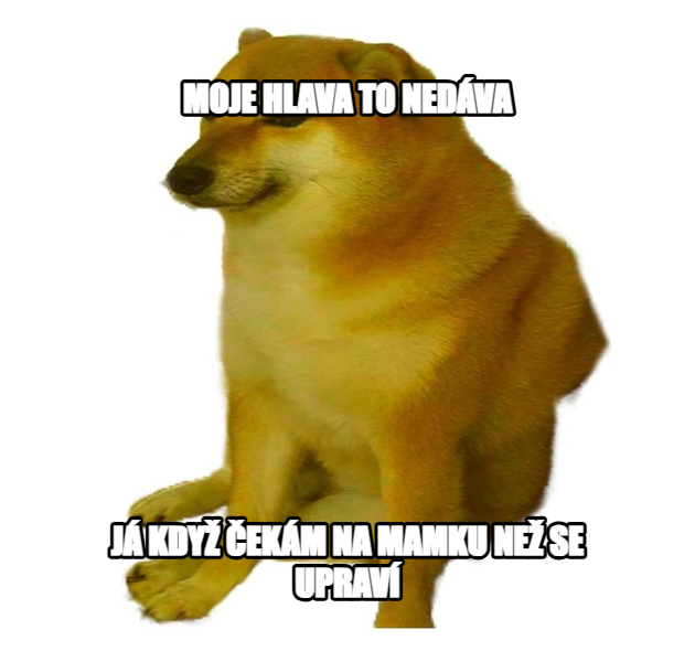 Cheems meme — moje hlava to nedáva já když čekám na mamku než se upraví