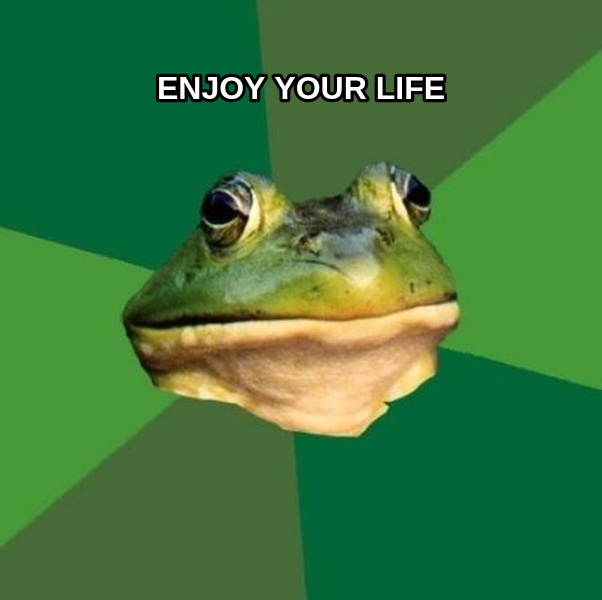 Foul Bachelor Frog meme — Enjoy your life