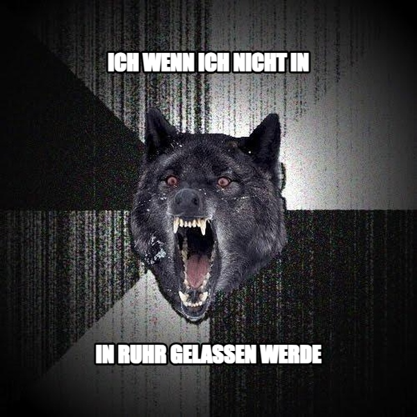 Insanity Wolf meme — Ich wenn ich nicht in in ruhr gelassen werde