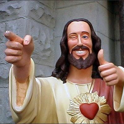 Buddy Christ meme template blank