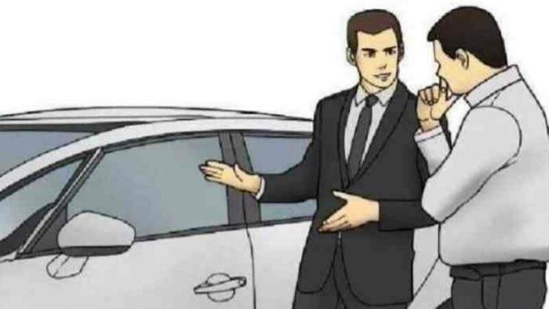 Car Salesman Slaps Roof Of Car meme template blank
