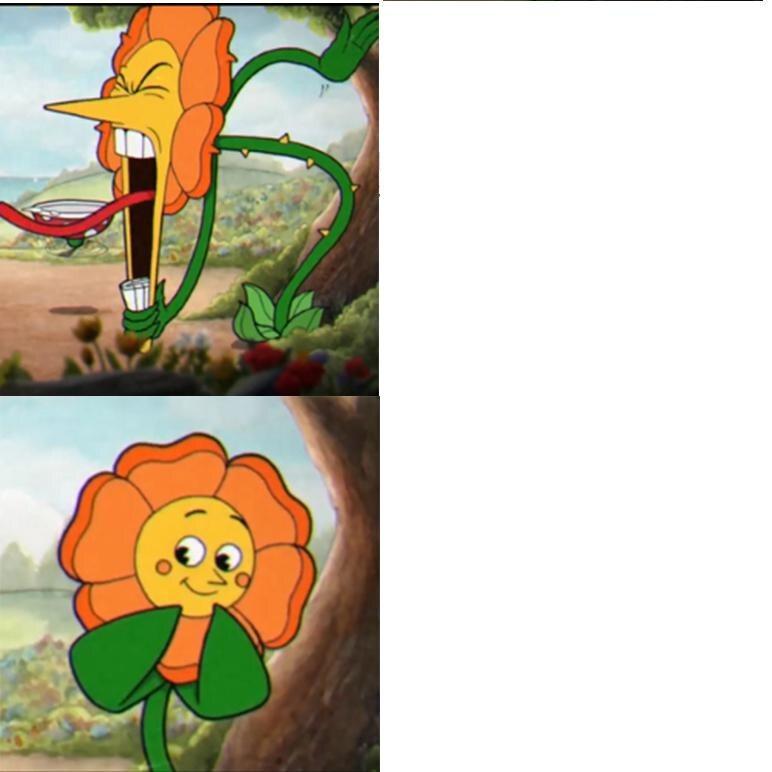 Cuphead Flower meme template blank