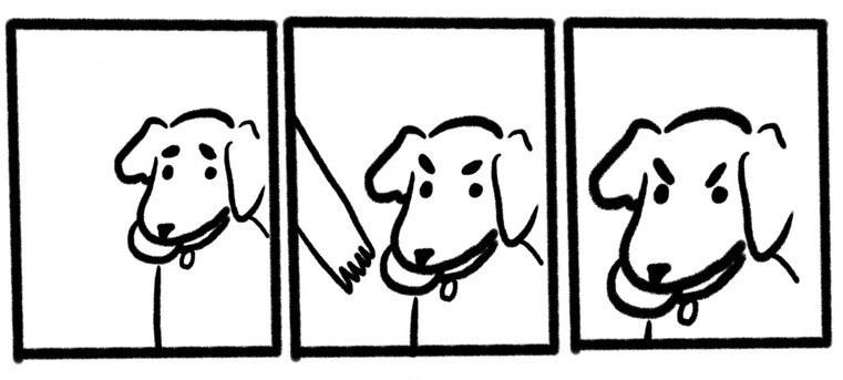 Dog getting petted comic meme template blank