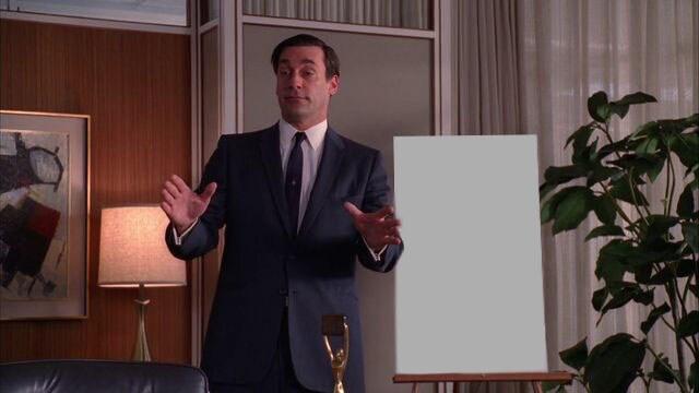 Don Draper Easel Presentation meme template blank