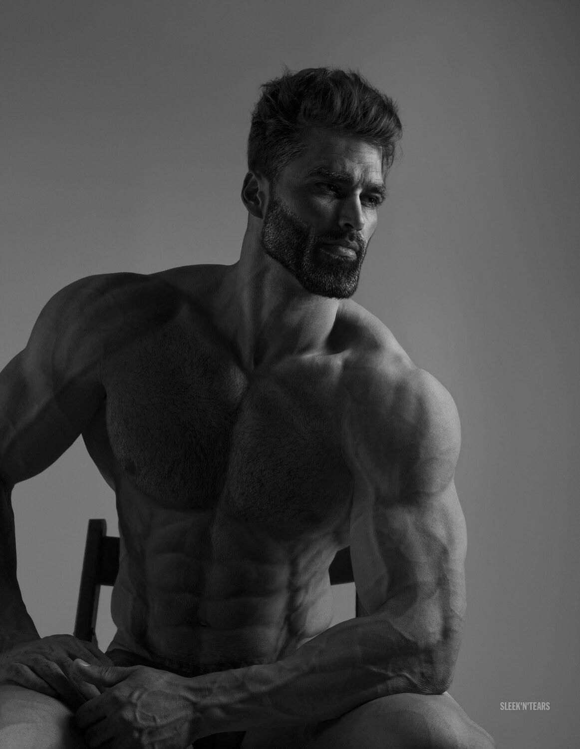 Giga Chad meme template blank