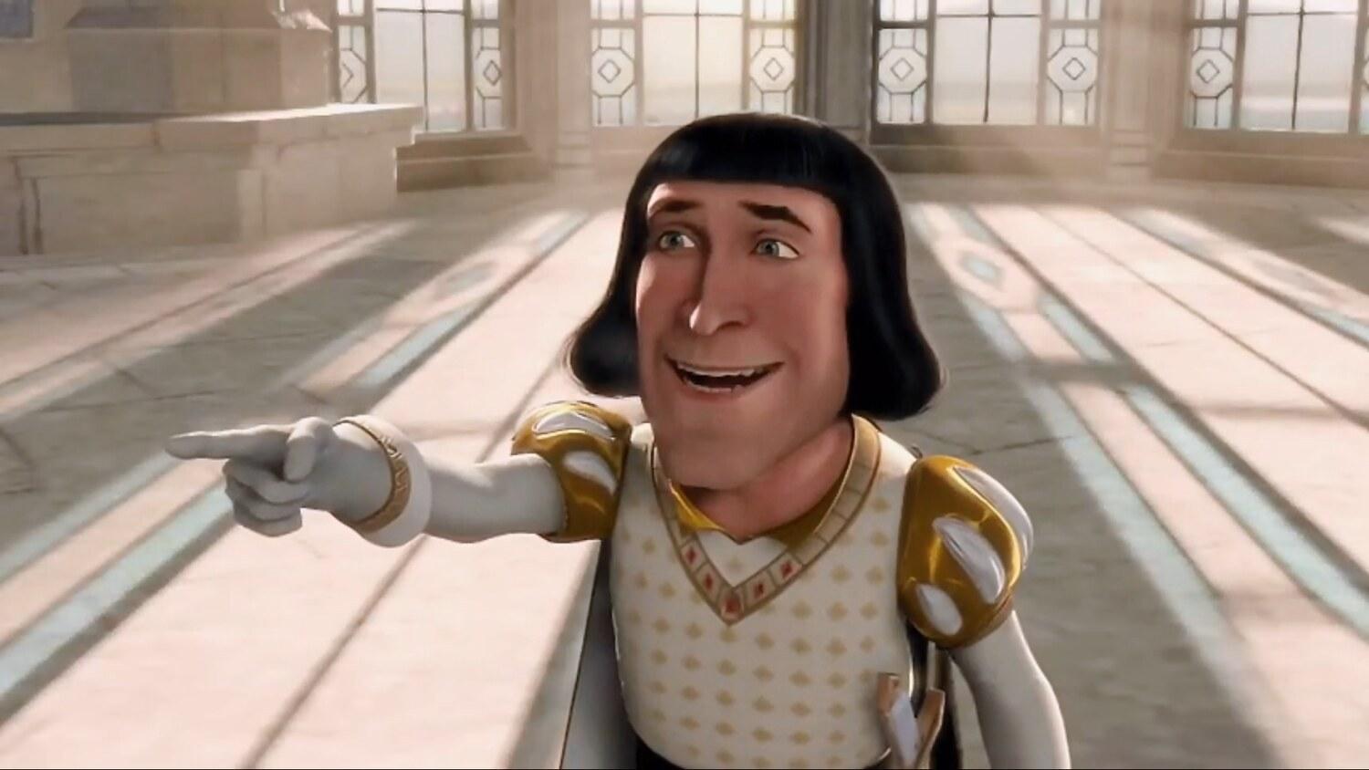 Lord Farquaad Pointing meme template blank