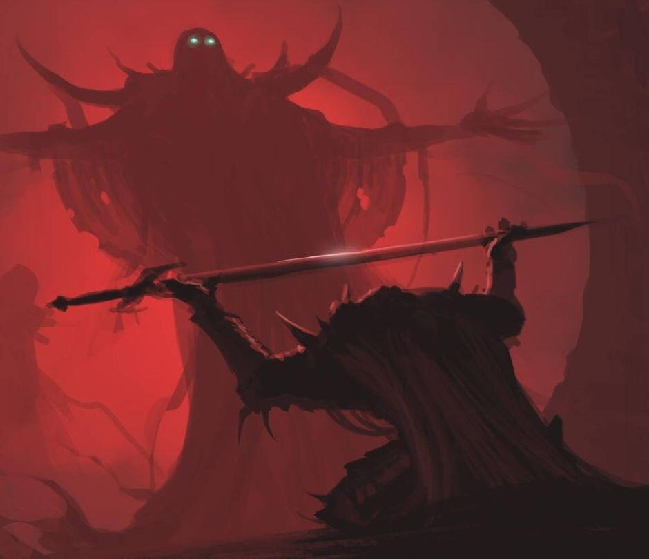 Man giving sword to larger man meme template blank