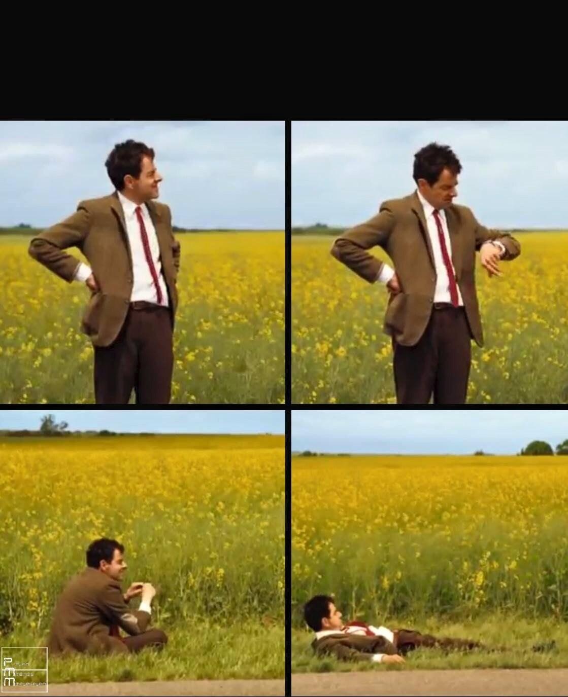 Mr Bean Waiting meme template blank