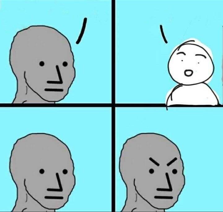 NPC Wojak vs Cute Character meme template blank
