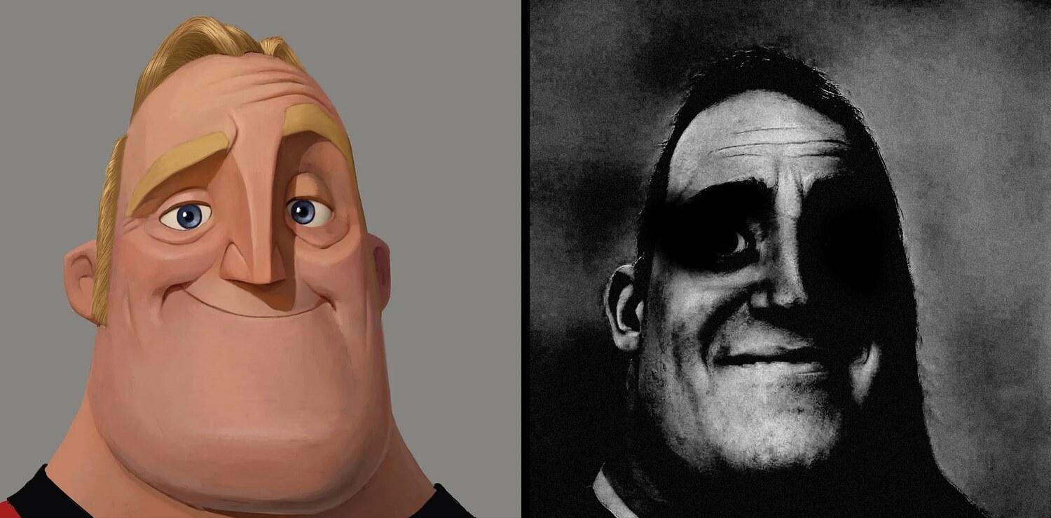 Normal and Dark Mr. Incredible meme template blank