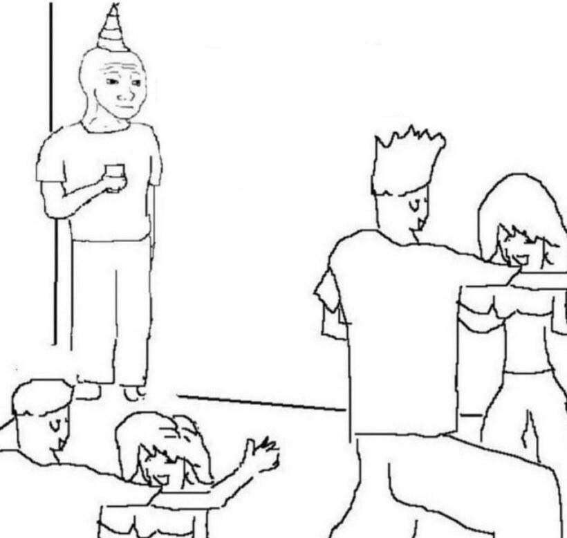 Party Loner meme template blank
