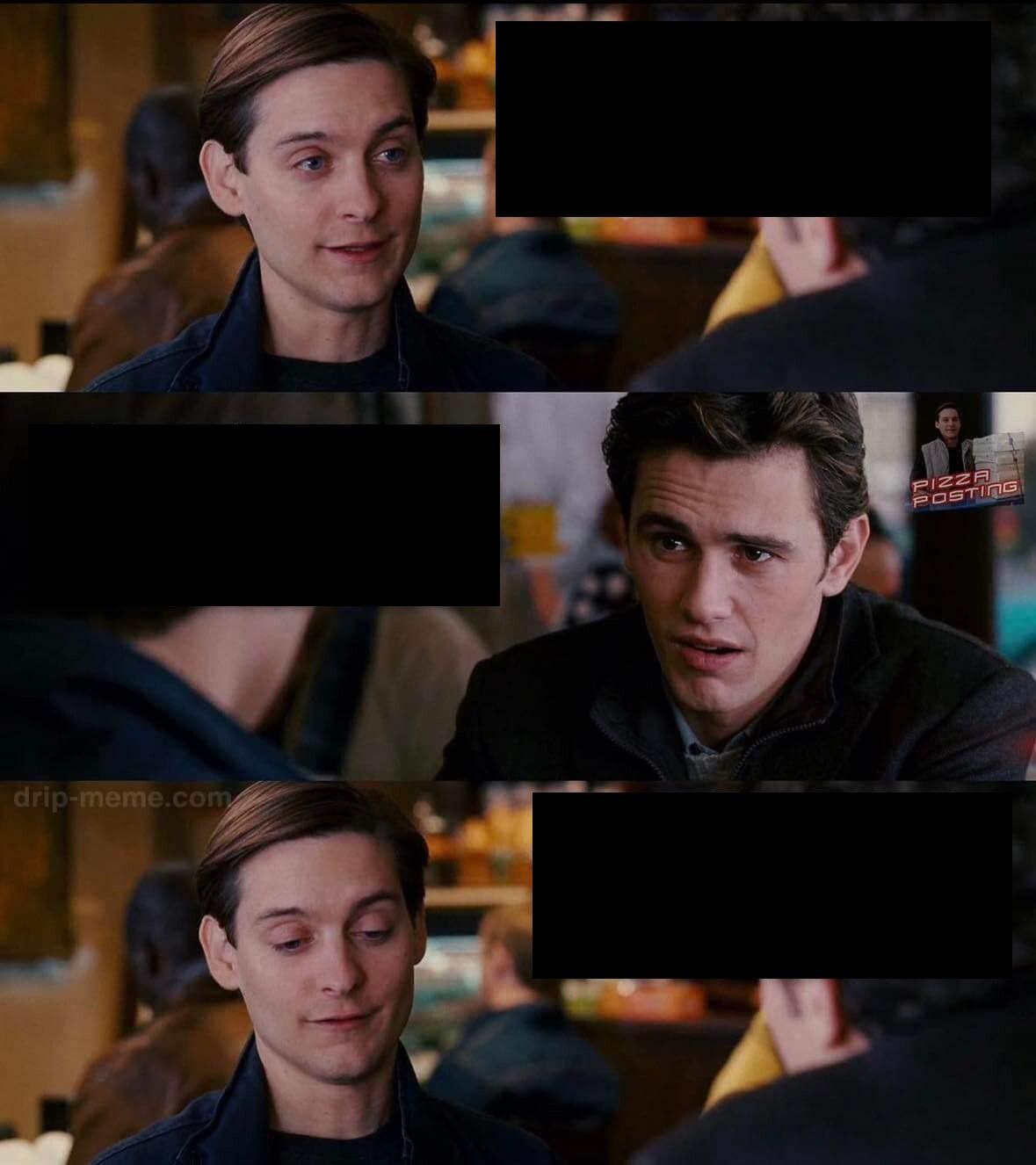 Peter Parker and Harry Osborn conversation meme template blank
