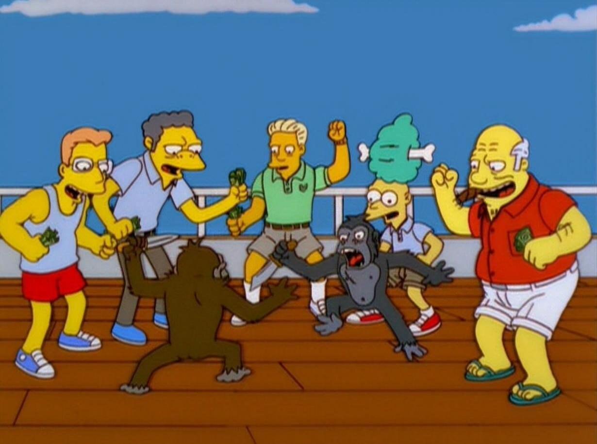 Simpsons Monkey Fight meme template blank
