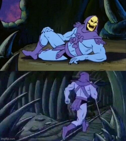 Skeletor Disturbing Facts meme template blank