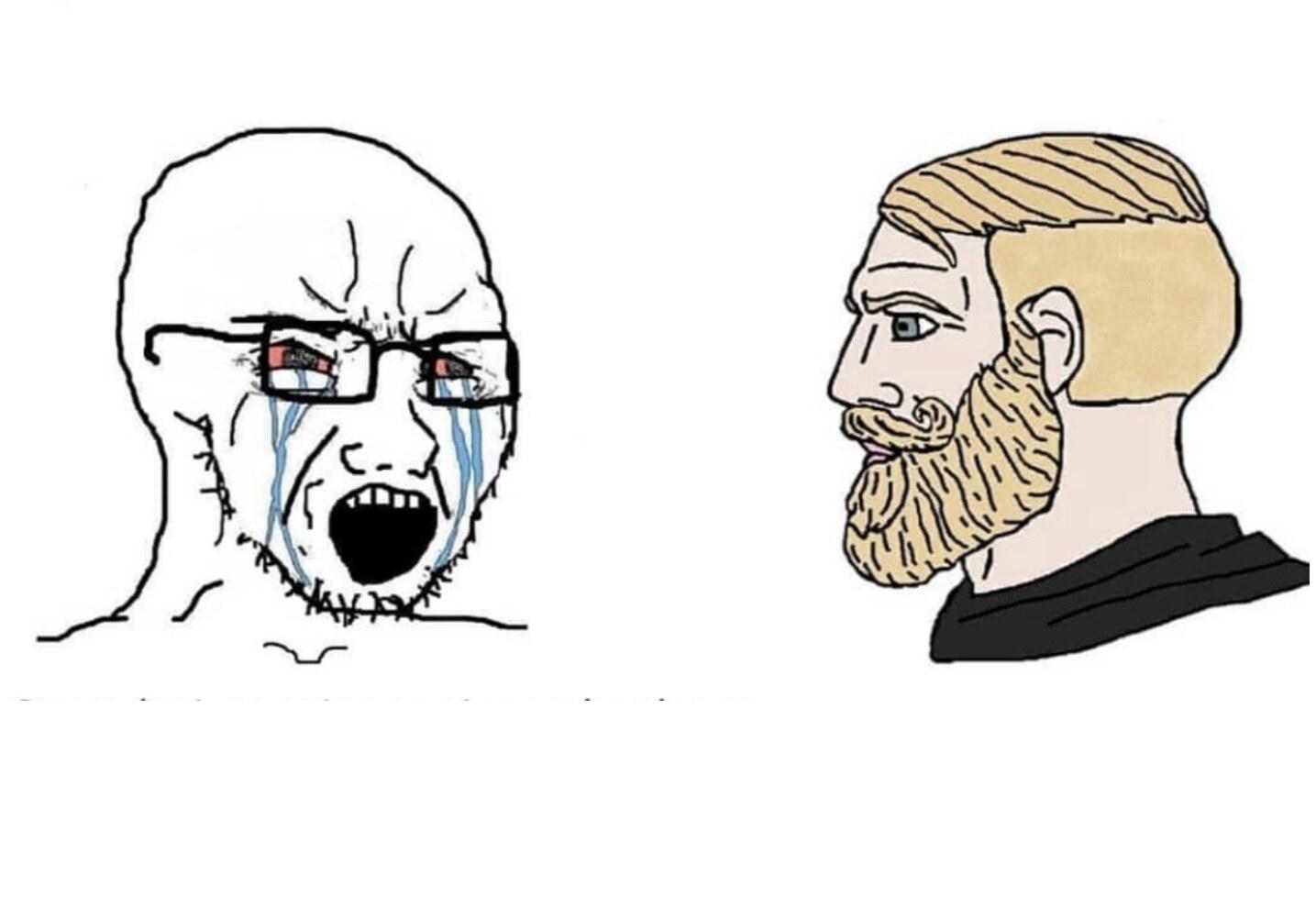 Soyboy Vs Yes Chad meme template blank