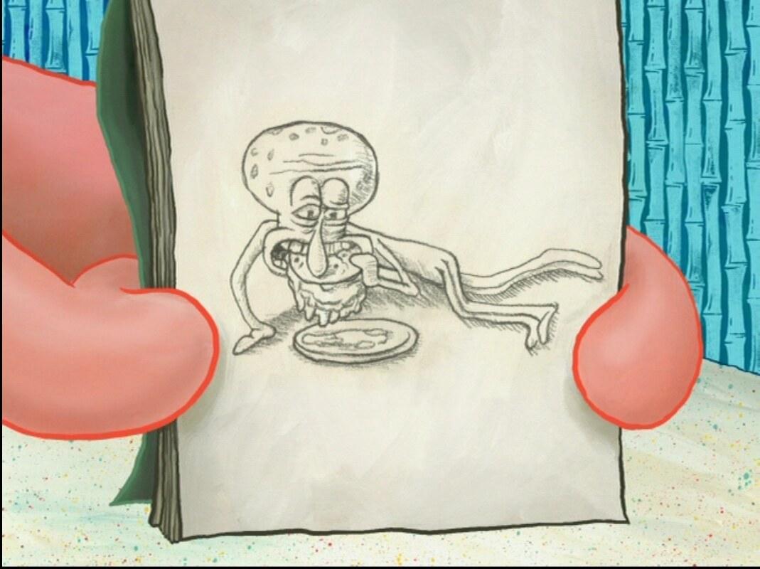 Squidward Drawing meme template blank