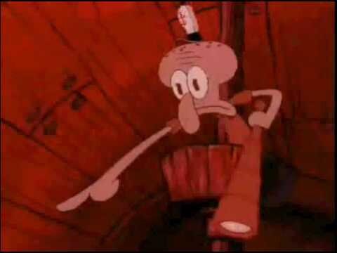 Squidward Pointing meme template blank
