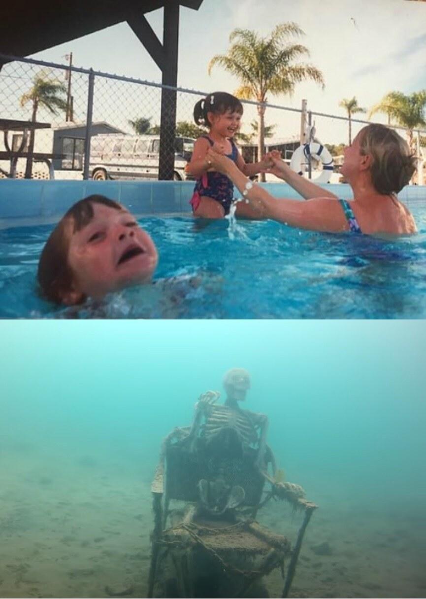 Swimming Pool Kids meme template blank