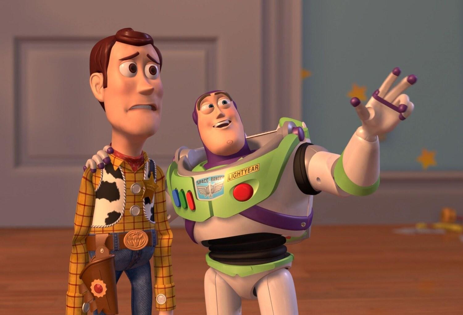 Toy Story Everywhere meme template blank