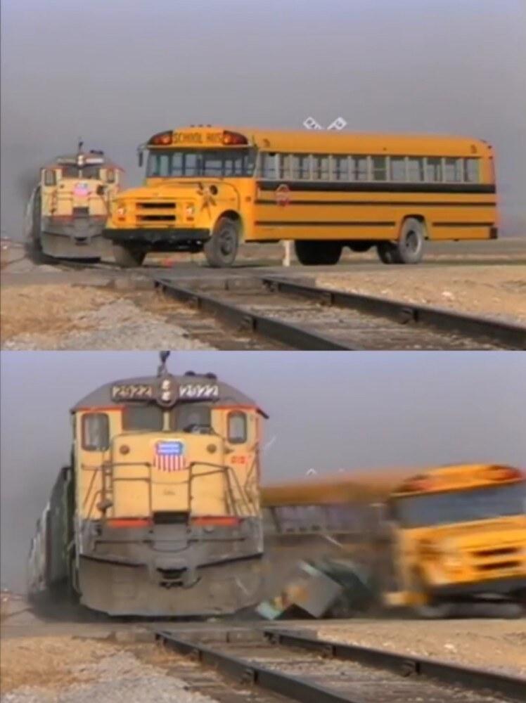 Train Hits Bus meme template blank