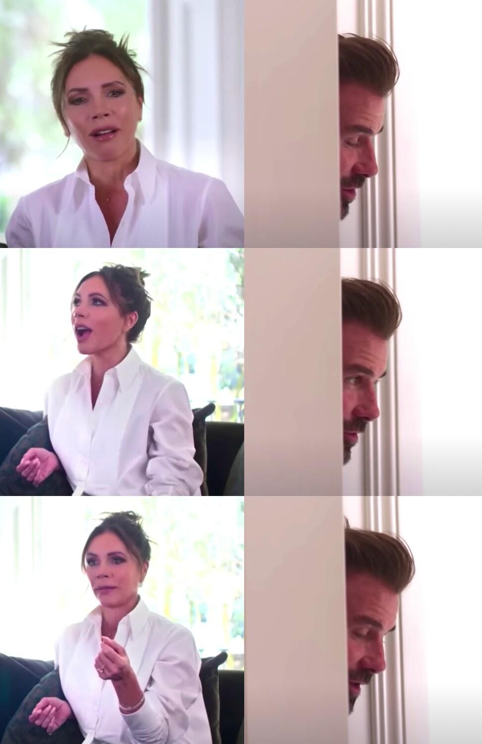 Victoria David Beckham Be Honest meme template blank