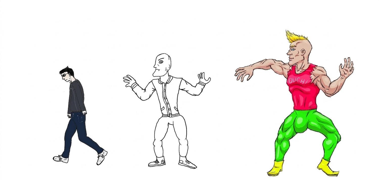 Virgin vs Brad vs Chad meme template blank